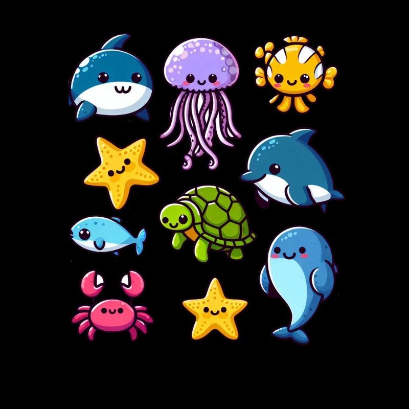 Créatures marines colorées pour les enfants Créatures marines