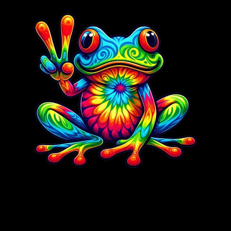 Frosch Friedenszeichen Niedliche Hippie