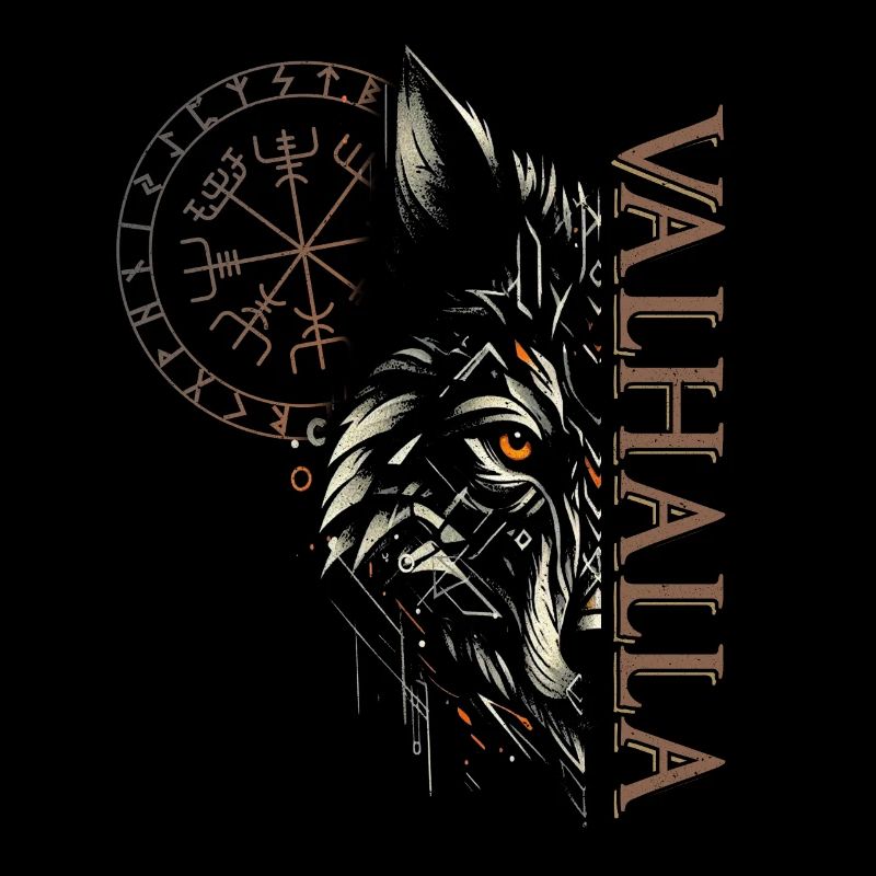 Valhalla Wolf Norse Gods Viking Compass