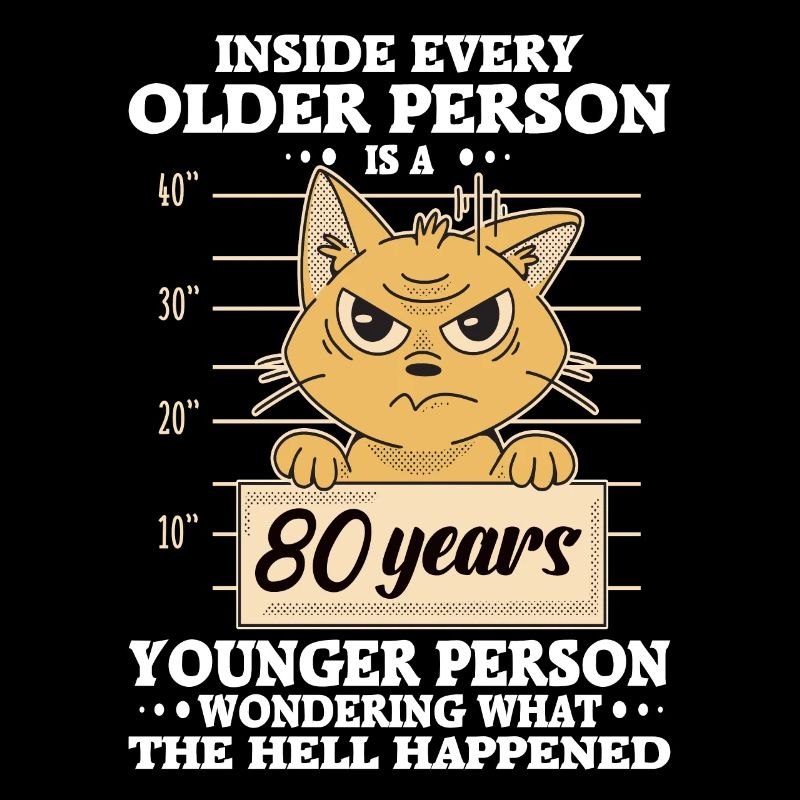 80 Year Old Birthday Stressed Cat