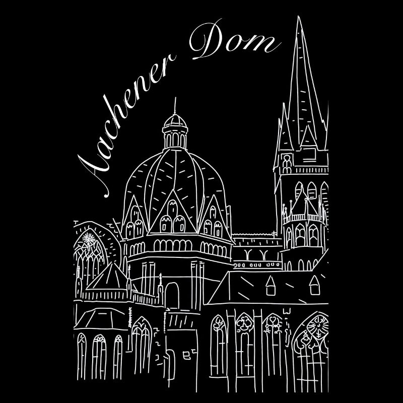Aachen Cathedral in Germany, hand-drawn
