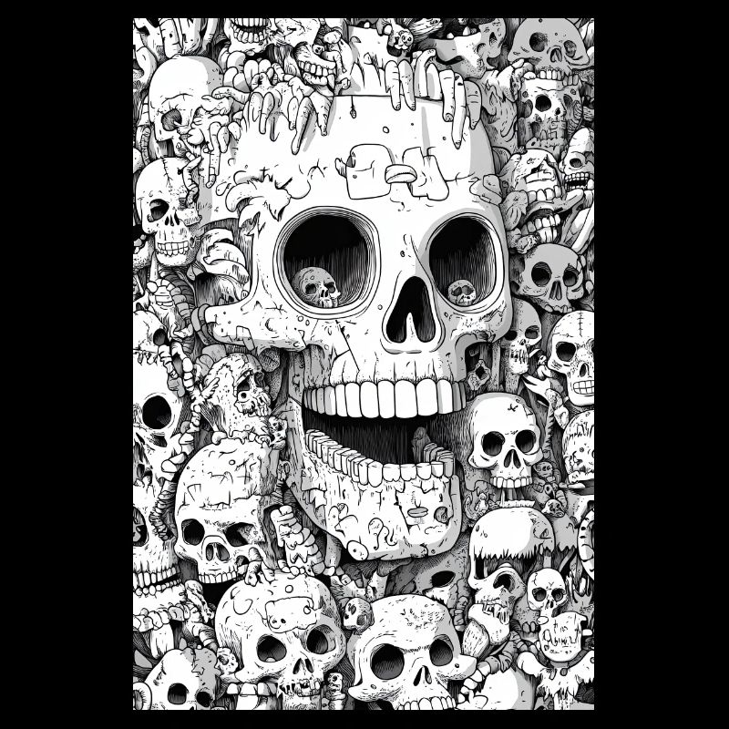 Skeleton shell in black and white