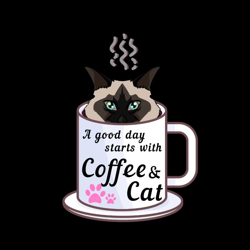 Une bonne journée commence avec un café et un chat Birman
