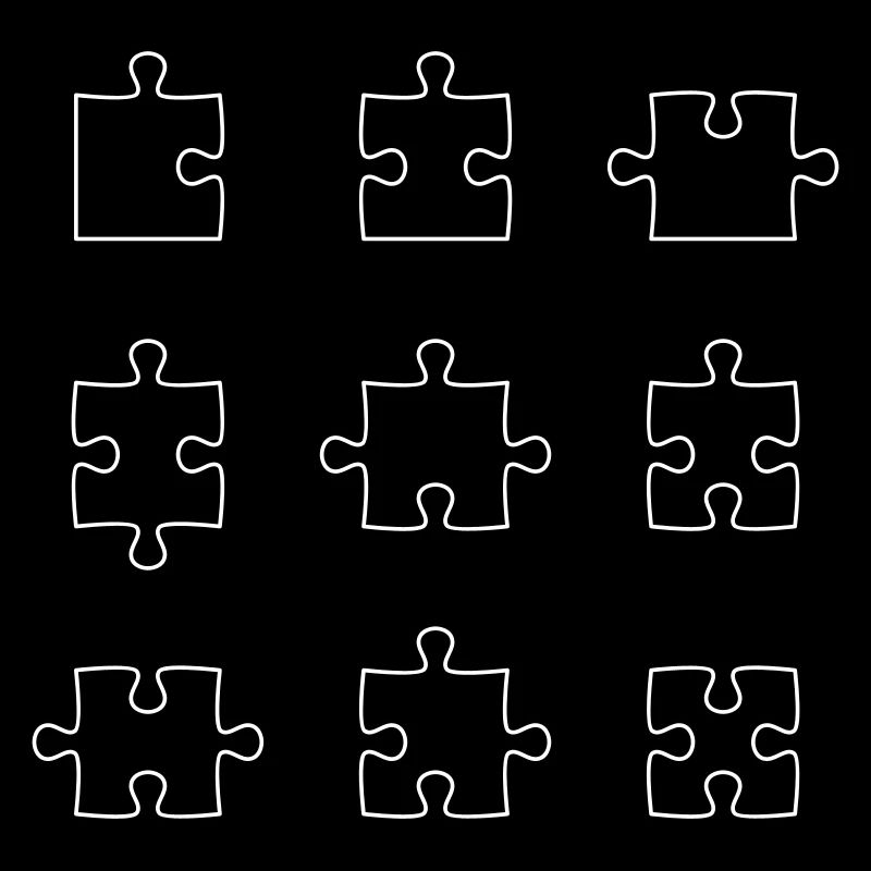 Neuf pièces de puzzle individuelles pour un puzzle
