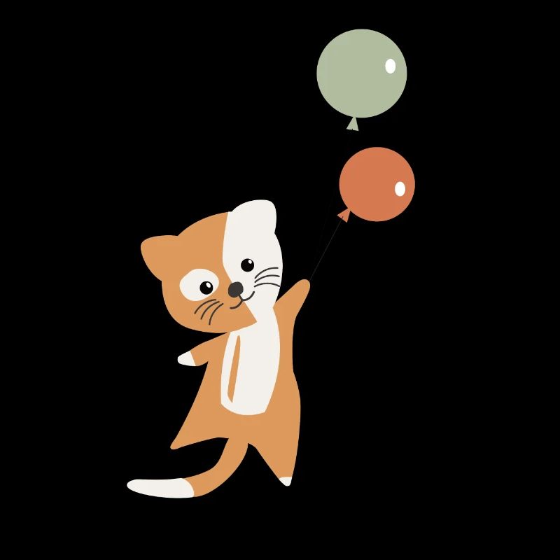 Chat ballons mignon chaton s'envole