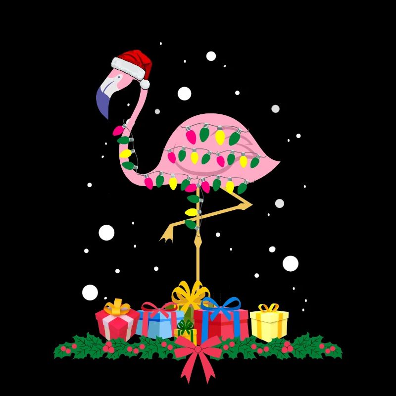 Flamant rose Noël. Cadeau de Noël