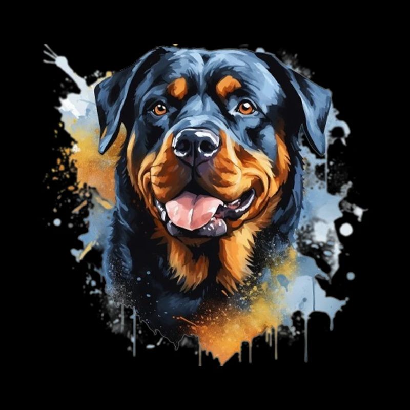 Lebendige Rottweiler Splash Art | Hundeliebhaber Pri