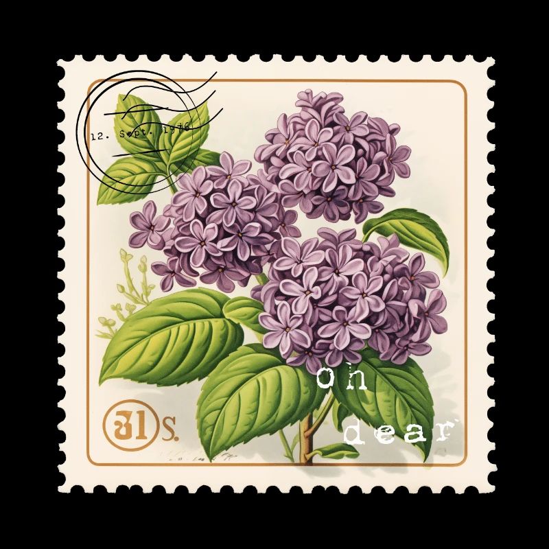 Timbre-poste Vintage fleurs violettes
