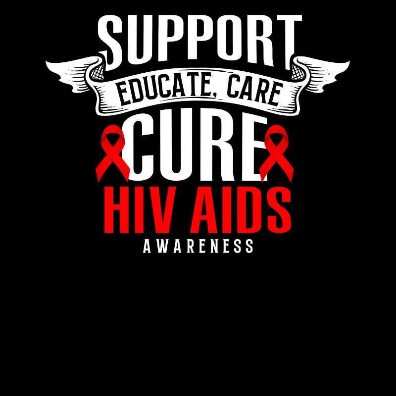 Support Educate Care Cure Red Ribbon HIV AIDS