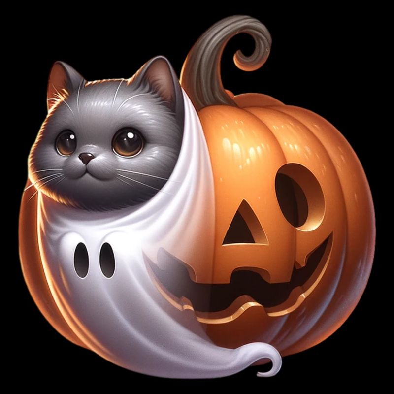 Halloween Cute Cat Pumpkin Ghost