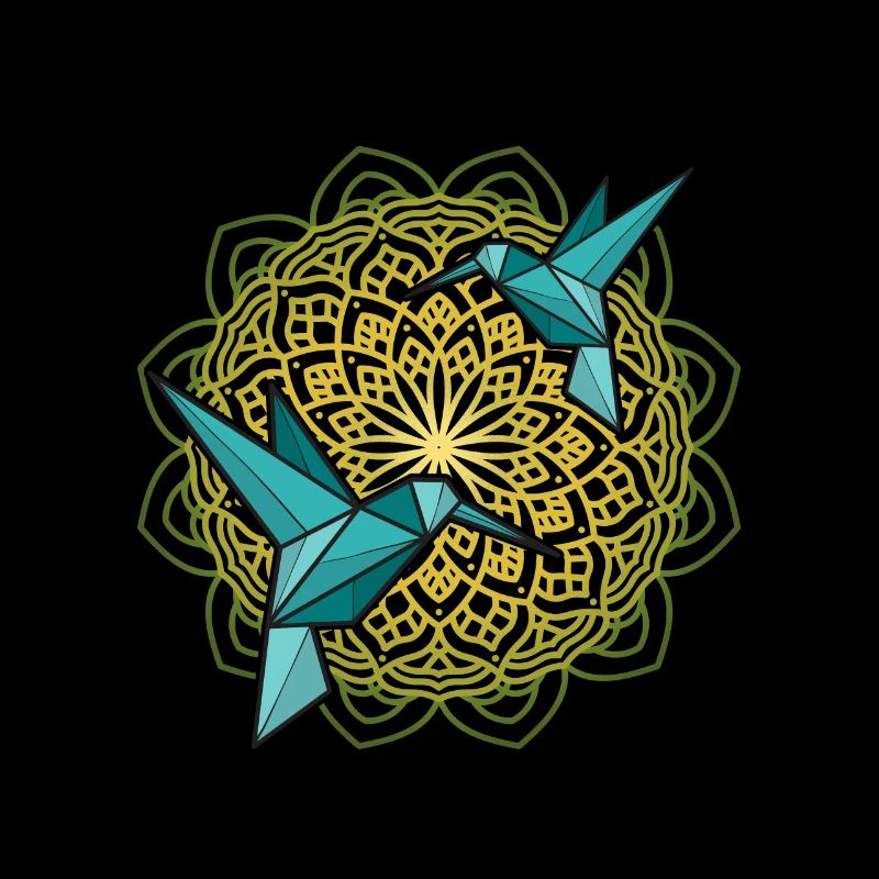 Oiseau Colibri Géométrique Low Poly Mandala