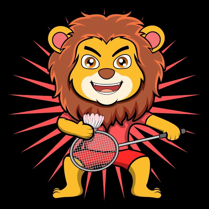 Netter Löwe, Badmintonspieler, ironischer