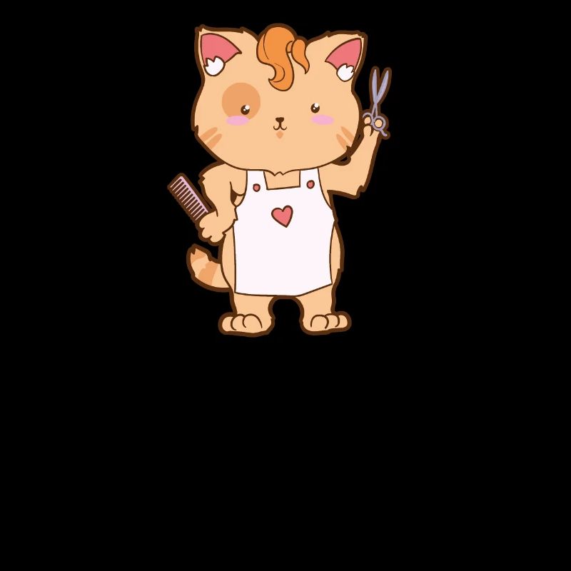 Friseur Katze Piercing Schere Herz Comic Geschenk