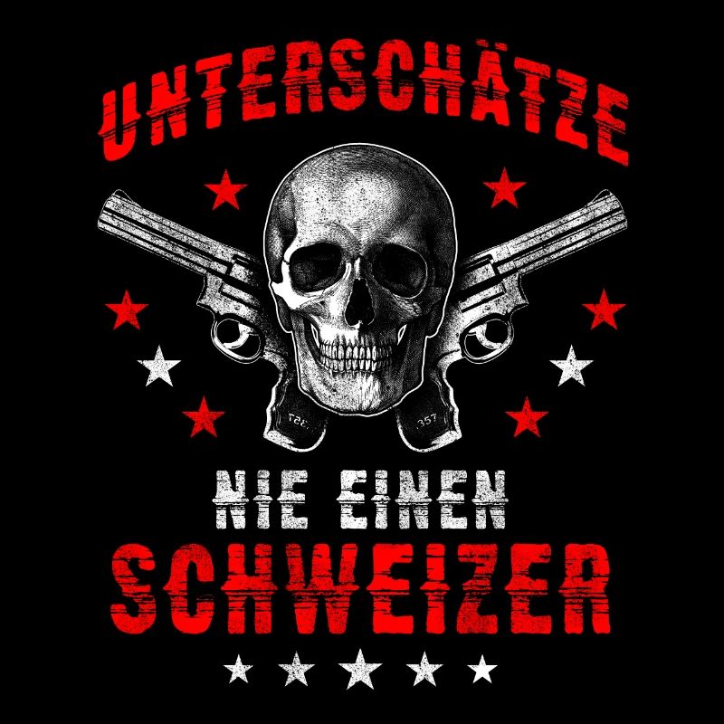 Schweizer lustiger Spruch Totenkopf Geschenk