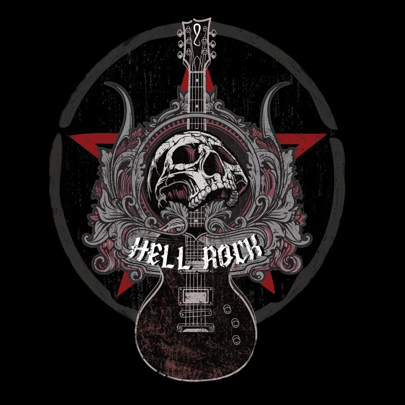 Gitarre, Pentagram, Schädel, Rock n Roll