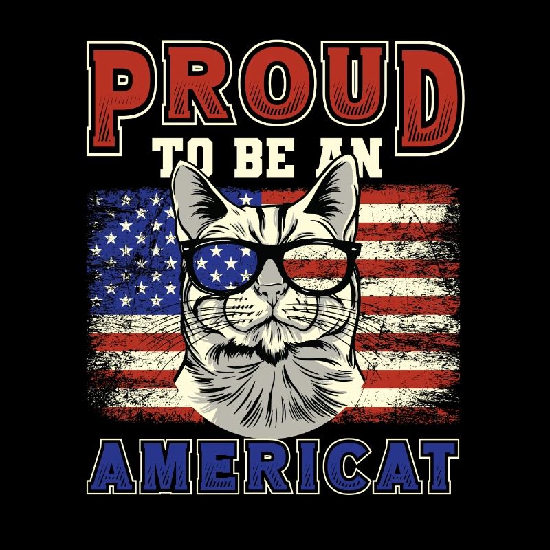 Drapeau américain, chat, thème 4 juillet.