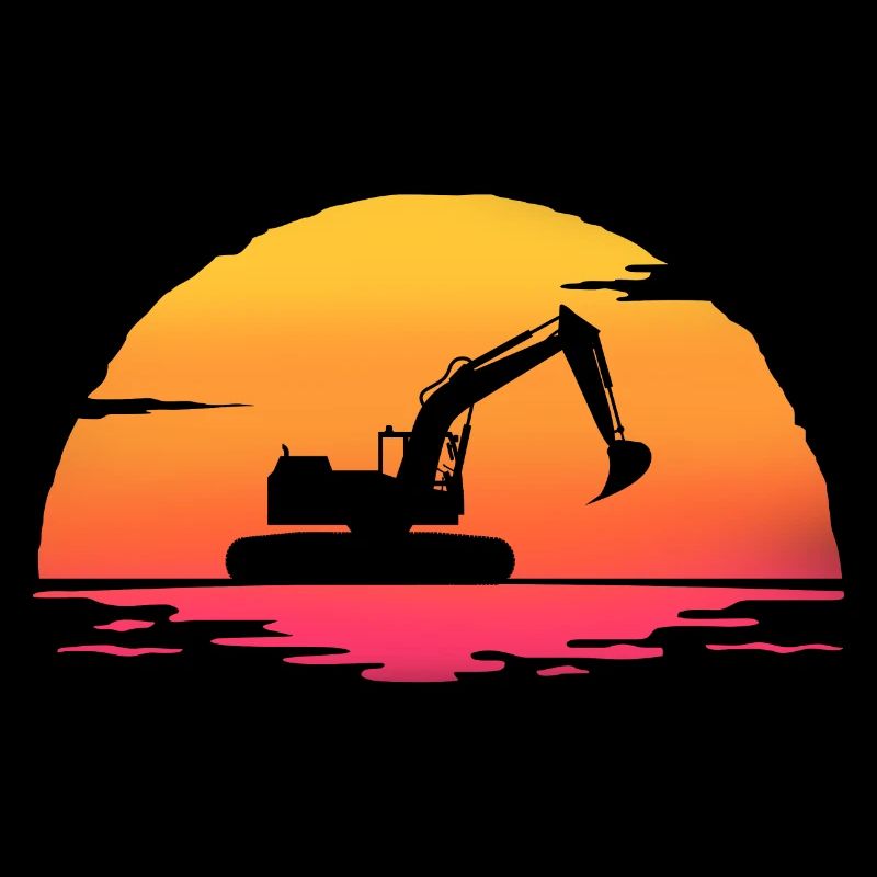 Sunset Bagger T-Shirt Baustelle