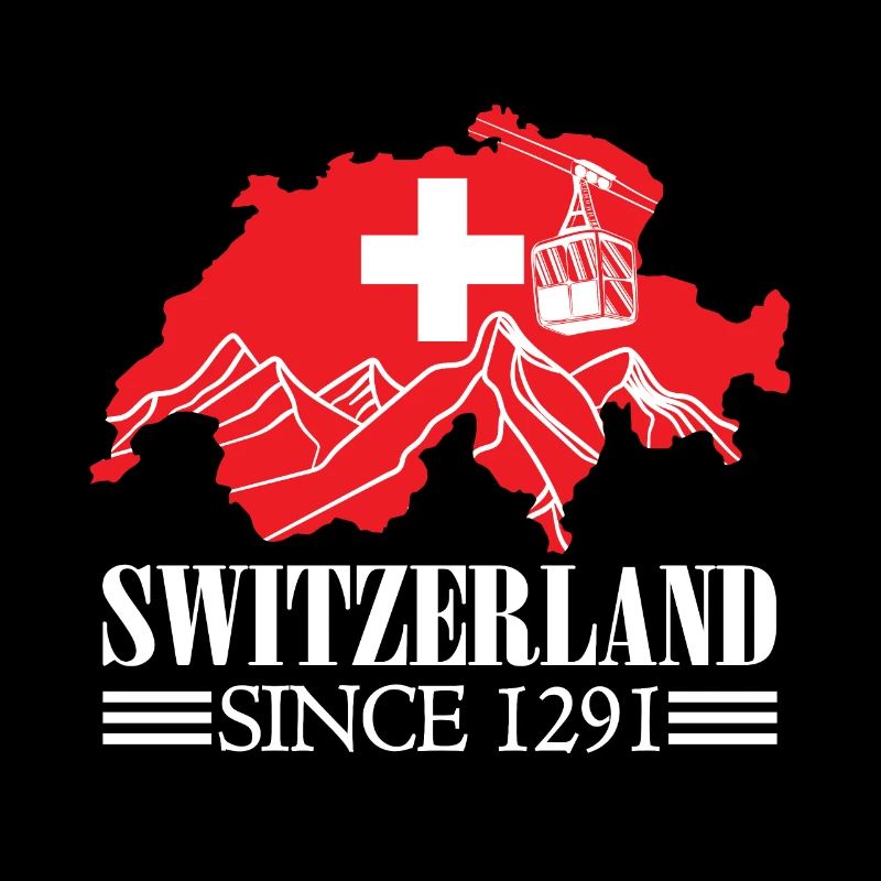 Schweiz Karte seit 1291 Schweizer Flagge - Schweizer Fans