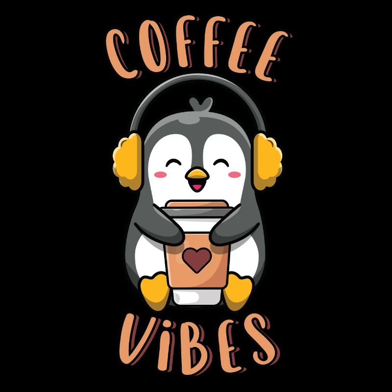 Coffee Vibes Lustiger süßer Pinguin mit Kaffee