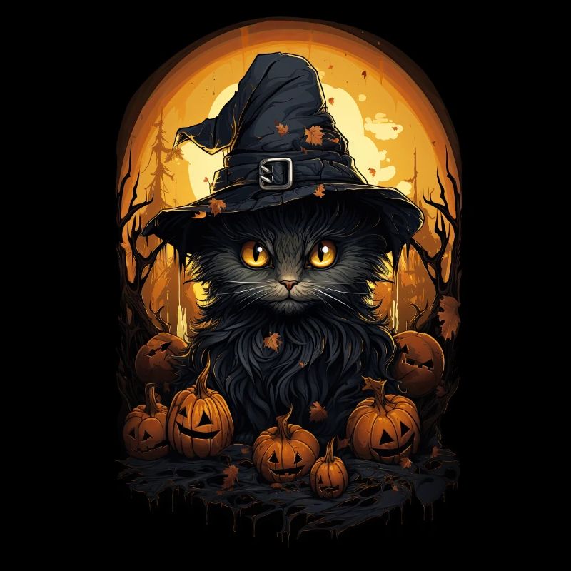 Halloween witch cat