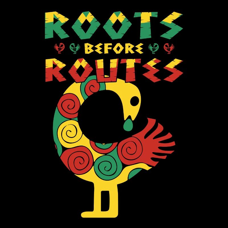 "Roots Before Routes" Bird Icon Sankofa Art