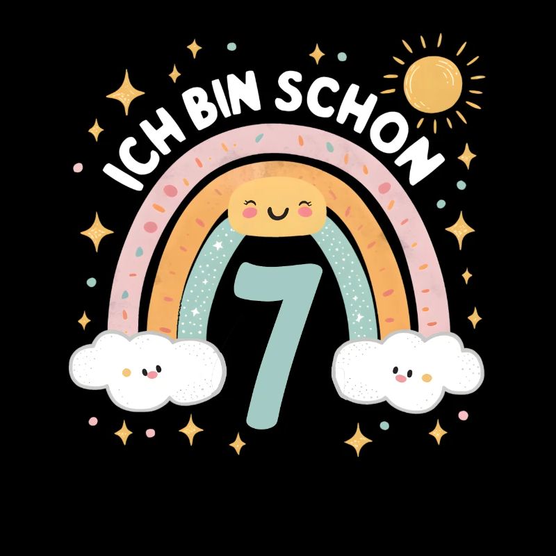 7th Birthday Shirt Rainbow Cloud