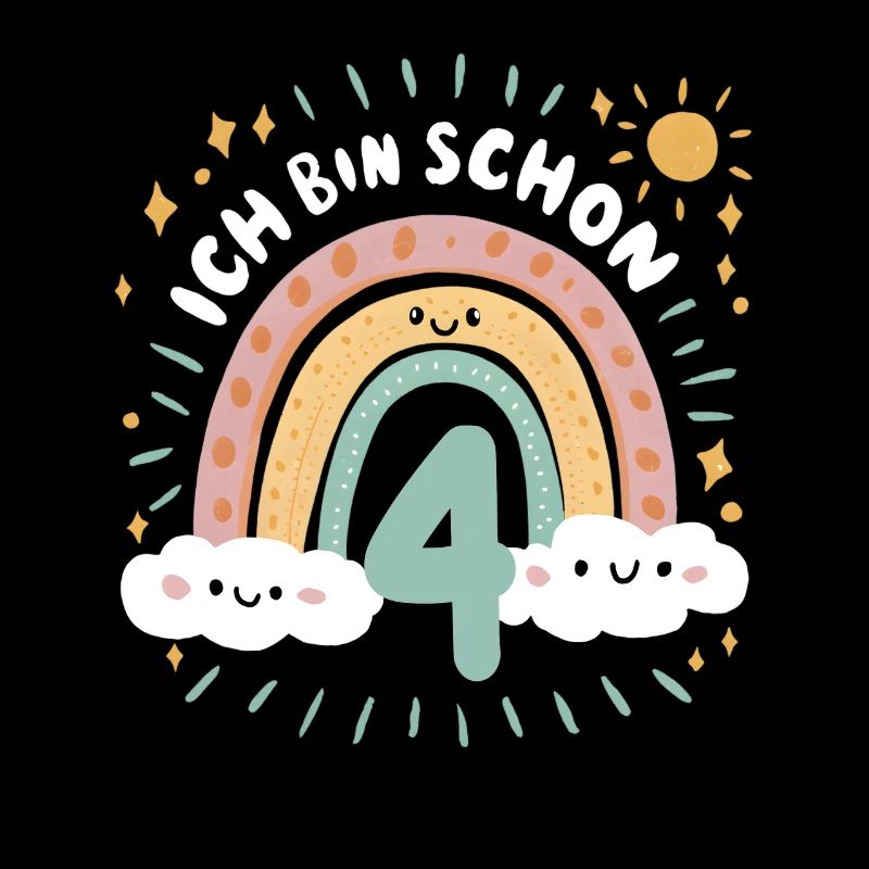 4. Geburtstag Geburtstagsshirt Regenbogen Wolke