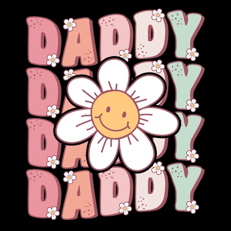 Cute Groovy Daddy Retro Daisy Flower