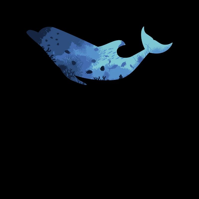Underwater World Whale Silhouette Blue