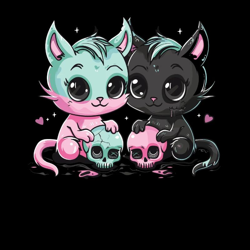 Kawaii Cat Pastel Goth Teuflisch