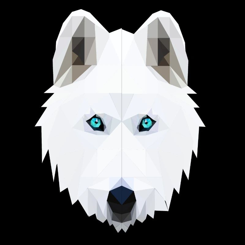 Loup loup blanc yeux bleus polygone