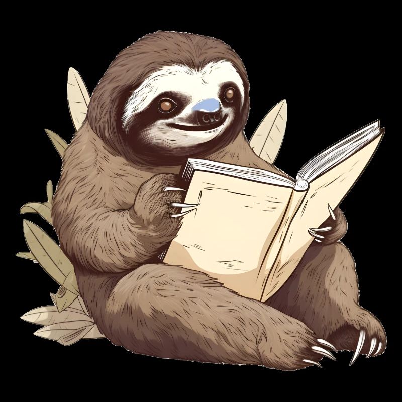 lesendes Faultier liest ein Buch