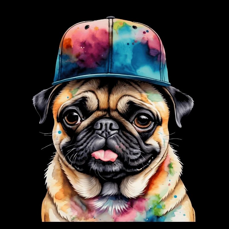 Carlin Snapback Cap Chien Coloré Conception Drôle Imprimer