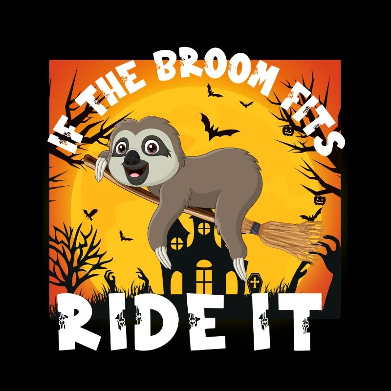 If The Broom Fits, Ride It Halloween Sloth