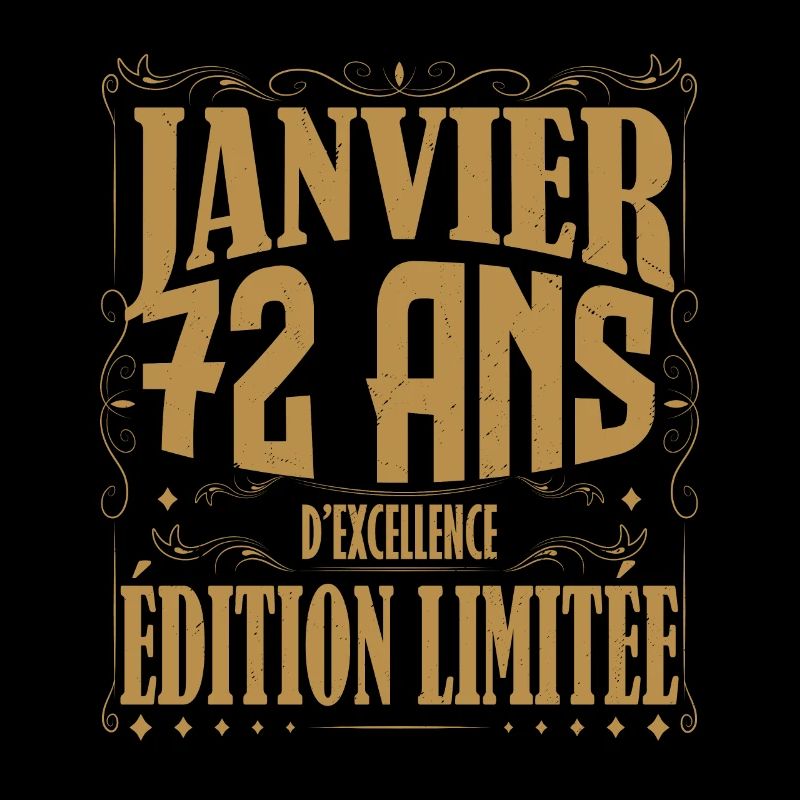 Janvier 72 ans. Cadeau 72 ans janvier anniversaire
