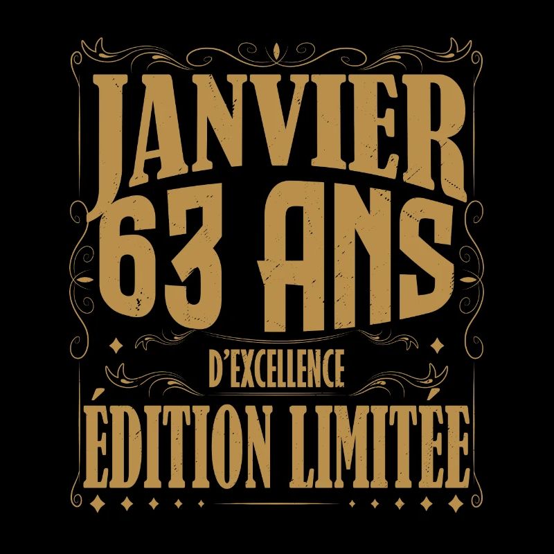 Janvier 63 ans. Cadeau 63 ans janvier anniversaire