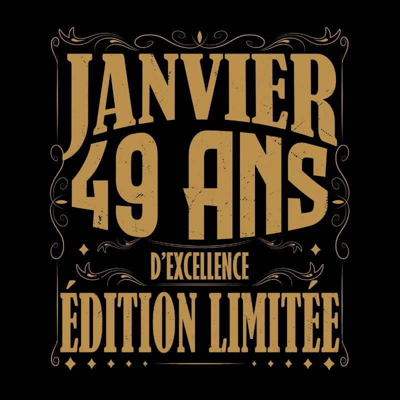Janvier 49 ans. Cadeau 49 ans janvier anniversaire