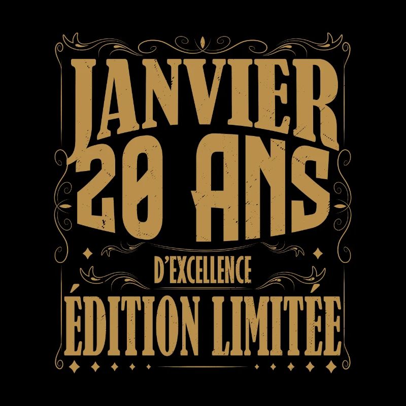 Janvier 20 ans. Cadeau 20 ans janvier anniversaire