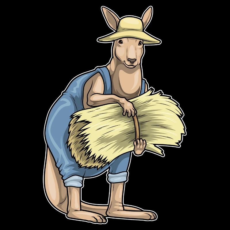 Känguru Landwirt Stroh