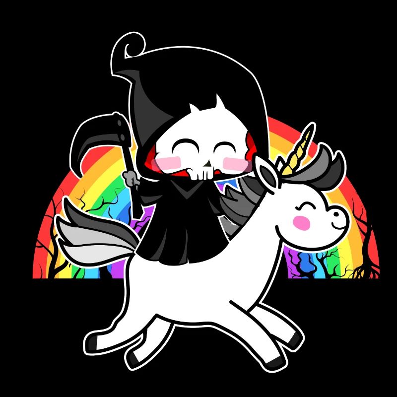 La mort est magique - Unicorn Grim Reaper Rainbow