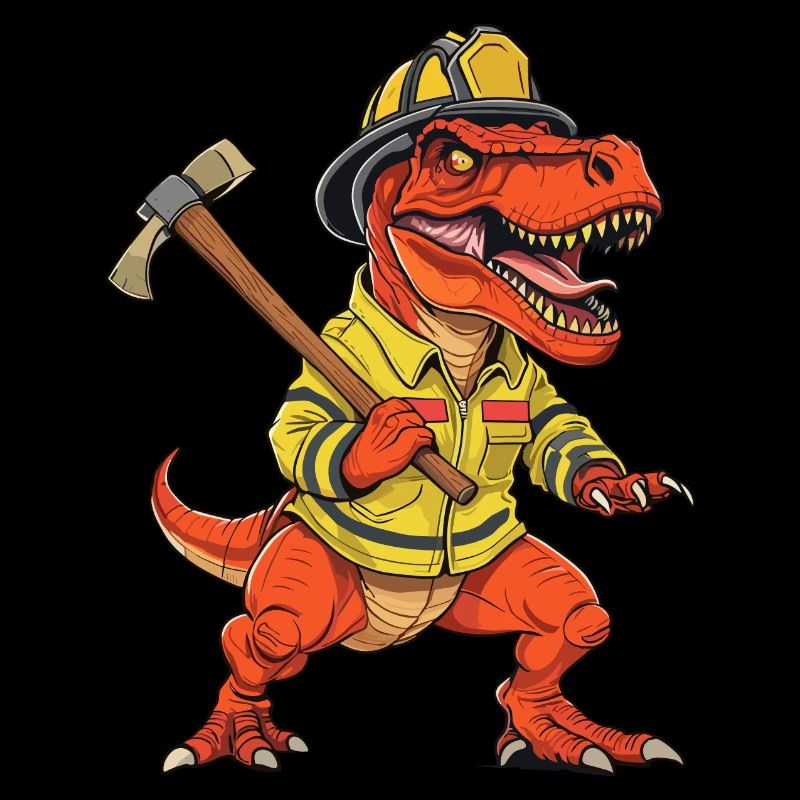 T-Rex Firefighter Fun und mutiges Heldendesign
