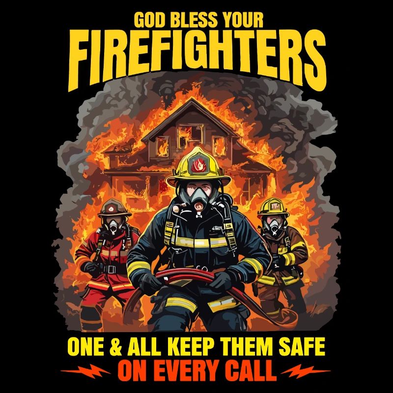 God Bless Firefighters Heroic Design