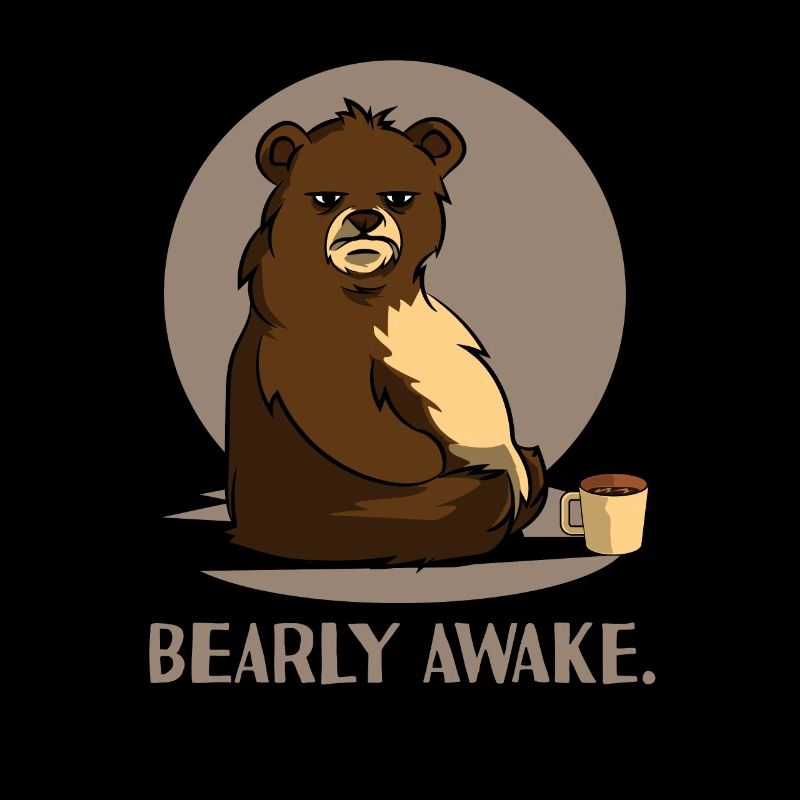 Bear Coffee Caffeine Long Sleeper Tired joke design