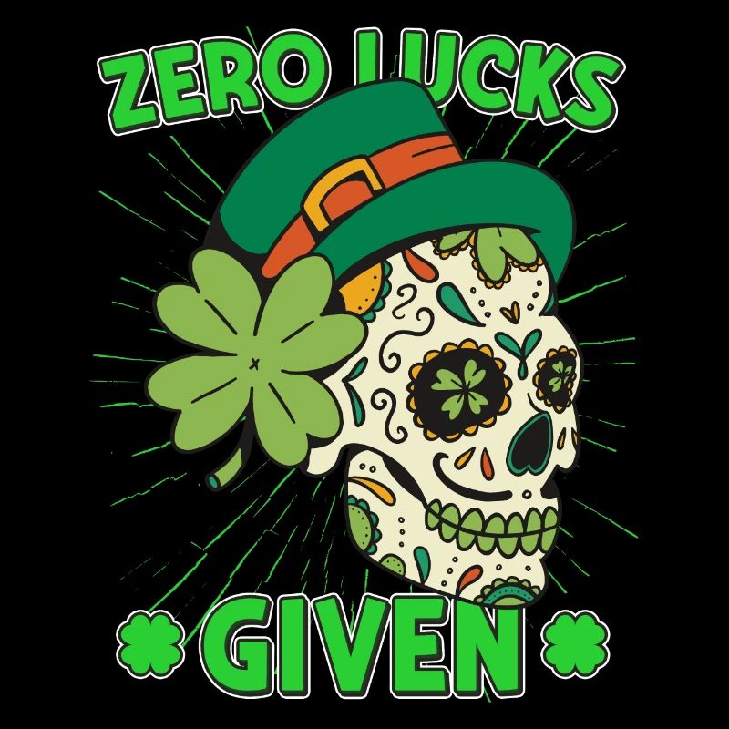 Zero Lucks Given Mardi Gras Skull st patricks day