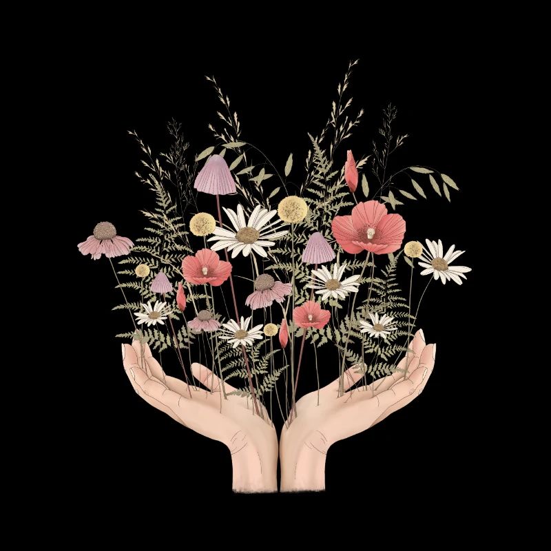 Mains de fleurs