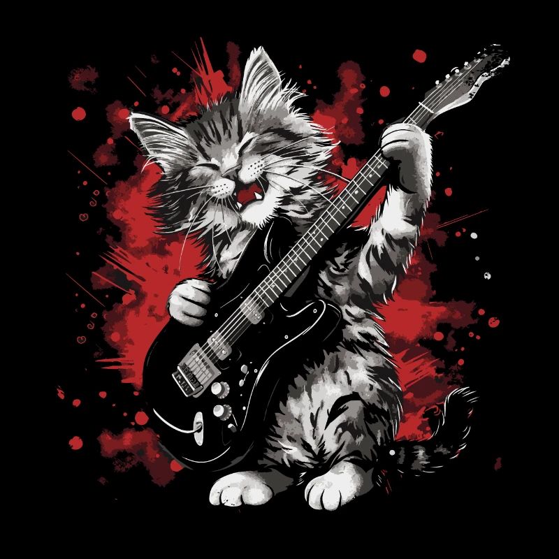 Cat plays guitar