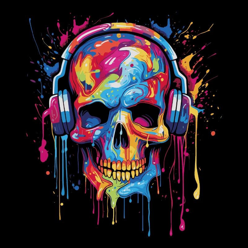 Zombie skull loves music