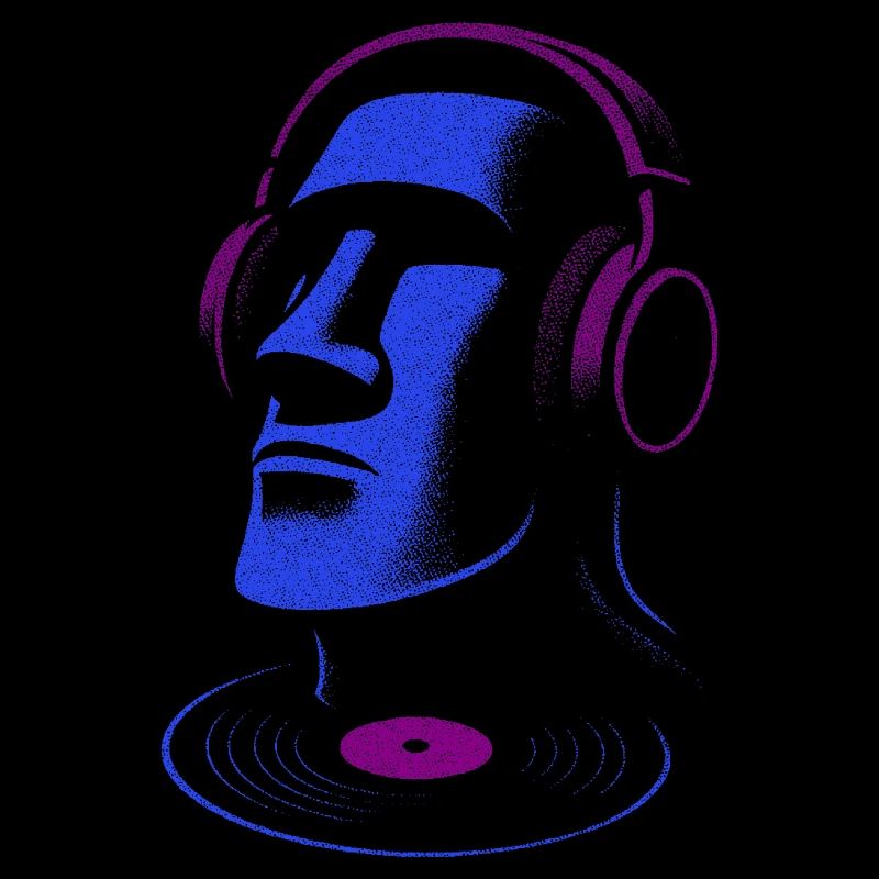 Moai DJ Avec Casque disque vinyle DJ Grooves