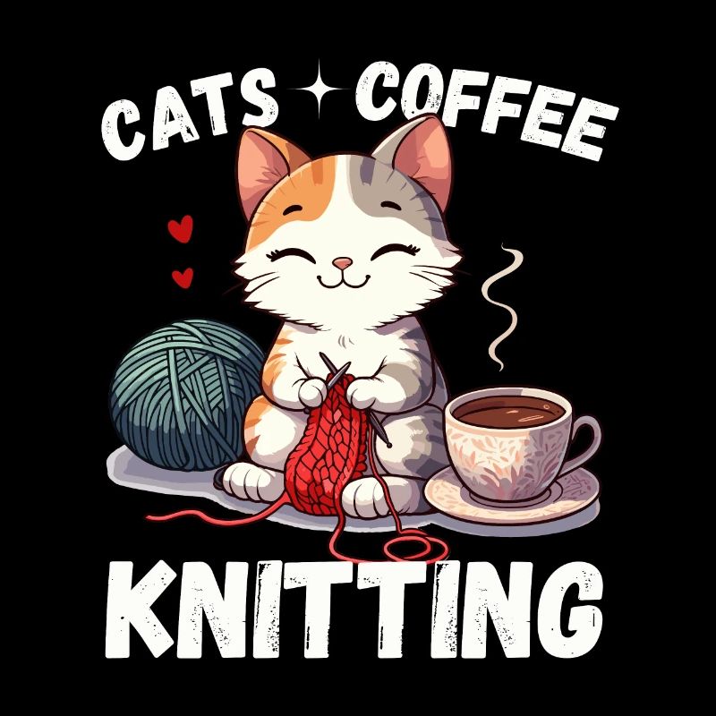 Cat Coffee Knitting Knitting Needle Handmade Wool