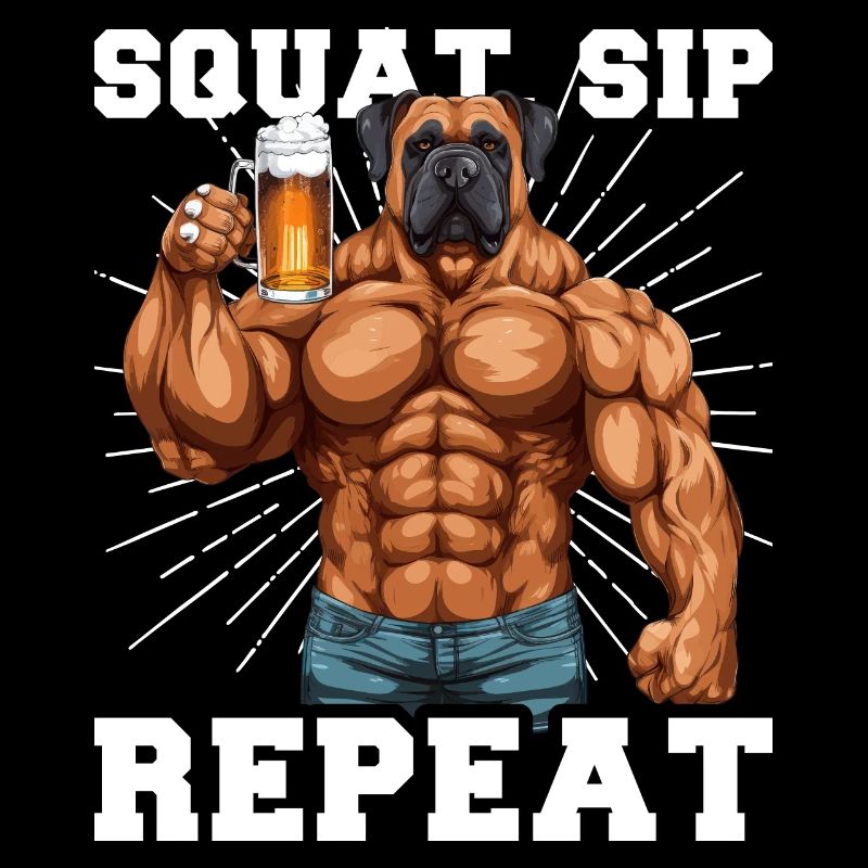 Bodybuilder Gym Bière Squat Sip Répéter